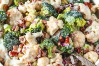 Broccoli Cauliflower Salad with Creamy Greek Yogurt Dressing