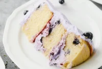 Vegan Lemon Blueberry Cake with Lavender Frosting