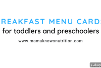 Breakfast Menu Cards for Toddlers and Preschoolers: Weekly Meal Ideas