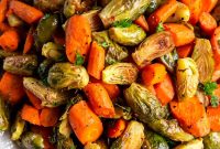 Crispy Roasted Brussels Sprouts with Honey-Glazed Carrots