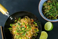 Spicy Sesame and Edamame Noodles with Black Bean Tenderstem