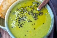 Fiery Roasted Broccoli Soup with Garlic and Chili Oil