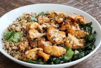 Quinoa and Roasted Cauliflower Bowl with Almond Sriracha Dressing