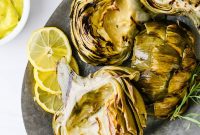 Smoked Grilled Artichokes with Garlic Butter Dipping Sauce