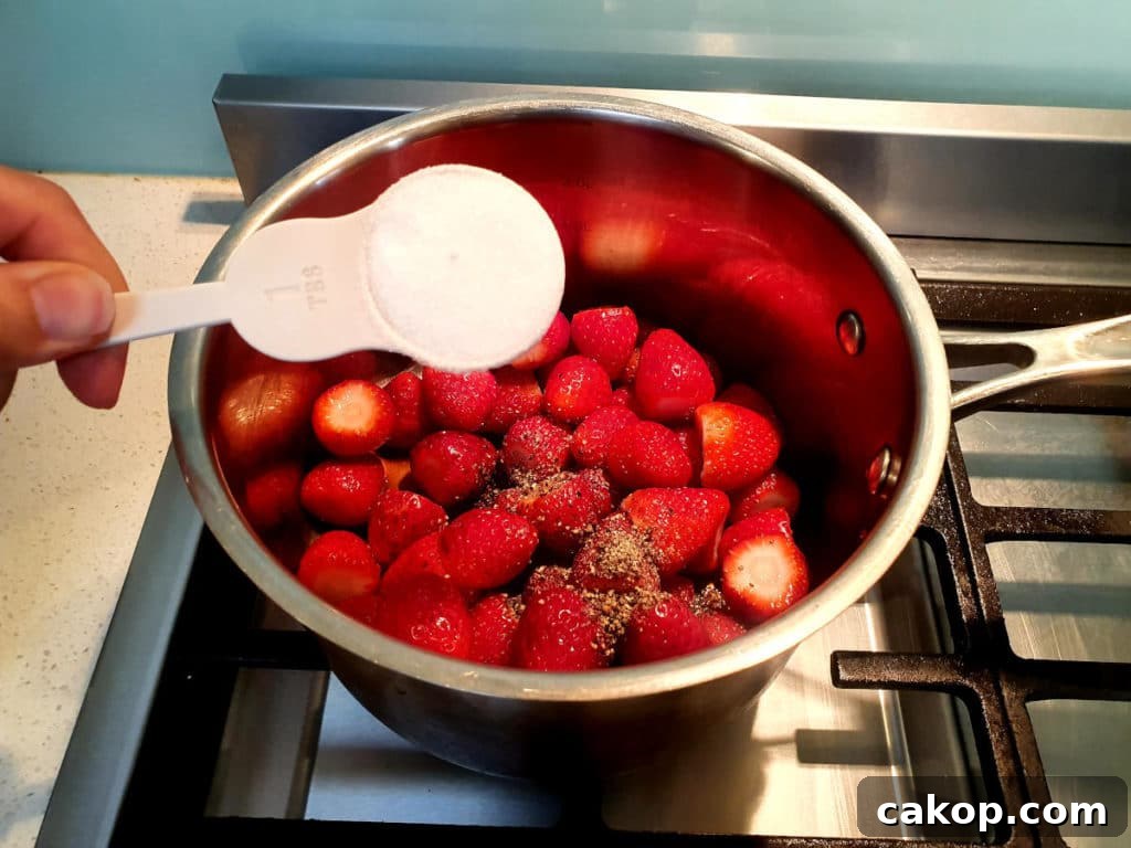 Adding sugar to pot