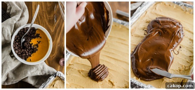 Making chocolate topping layer of gluten-free buckeye brownies