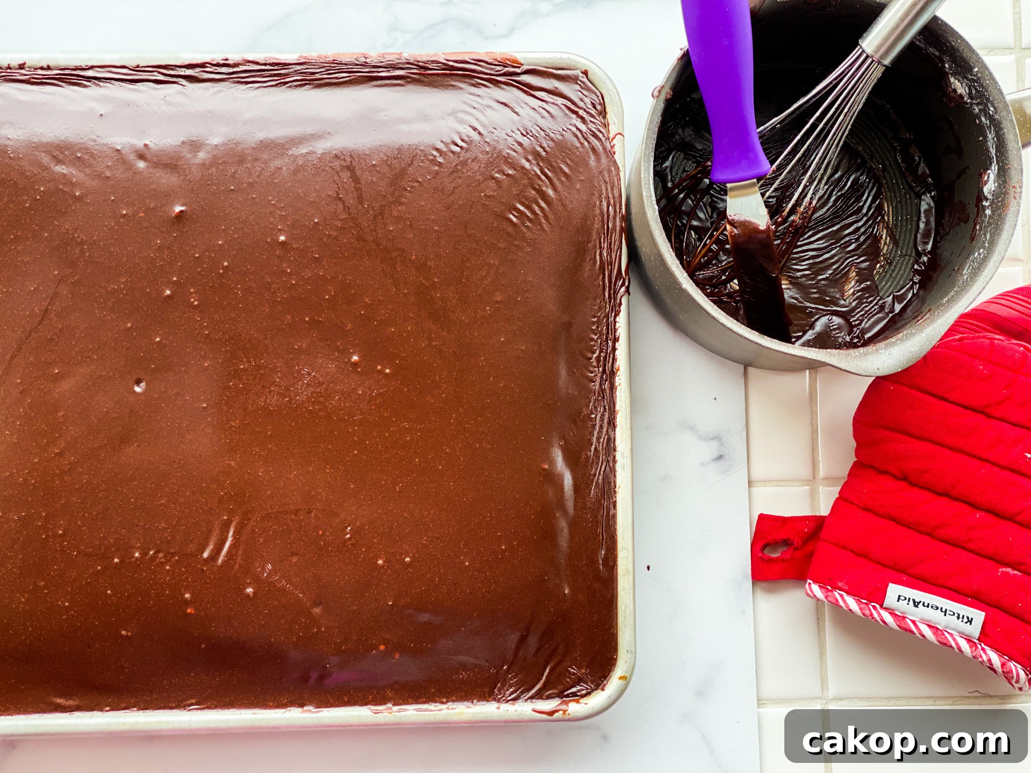 Classic Texas Sheet Cake Recipe: Rich Chocolate Cake with Fudge Icing 3 img 10509 2