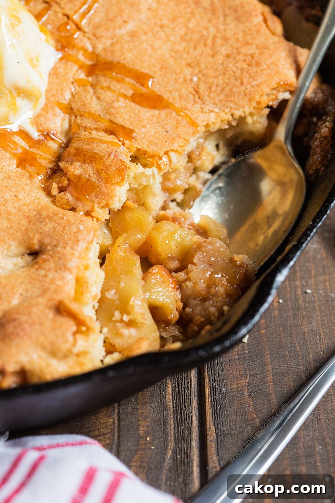 Skillet Apple Pie Cobbler Recipe: Crispy Edges, Gooey Filling 3 Apple Pie Skillet Cobbler - close up
