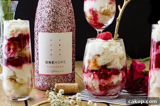 Raspberry and Chardonnay Trifles Recipe: Layered Wine-Infused Desserts 7 Raspberry Chardonnay Trifles with black background