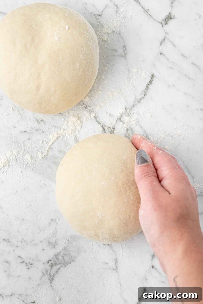 Shaping the dough into balls.