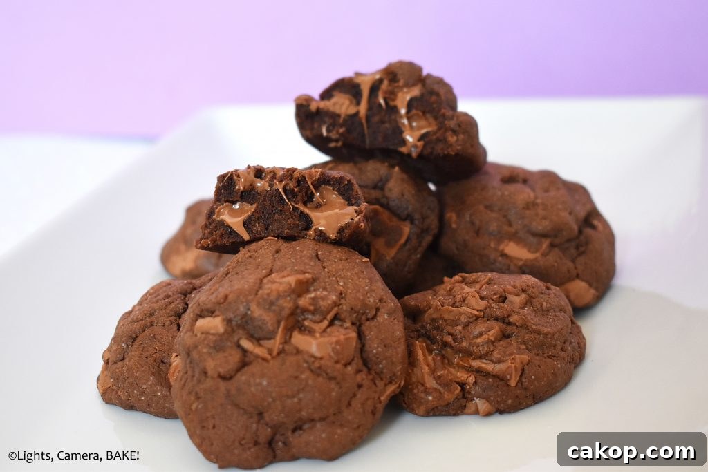 Ultimate Chocolate Chunk Cookie Recipe for Perfect Chewy Cookies 5 Chocolate chunk cookies on a white plate.