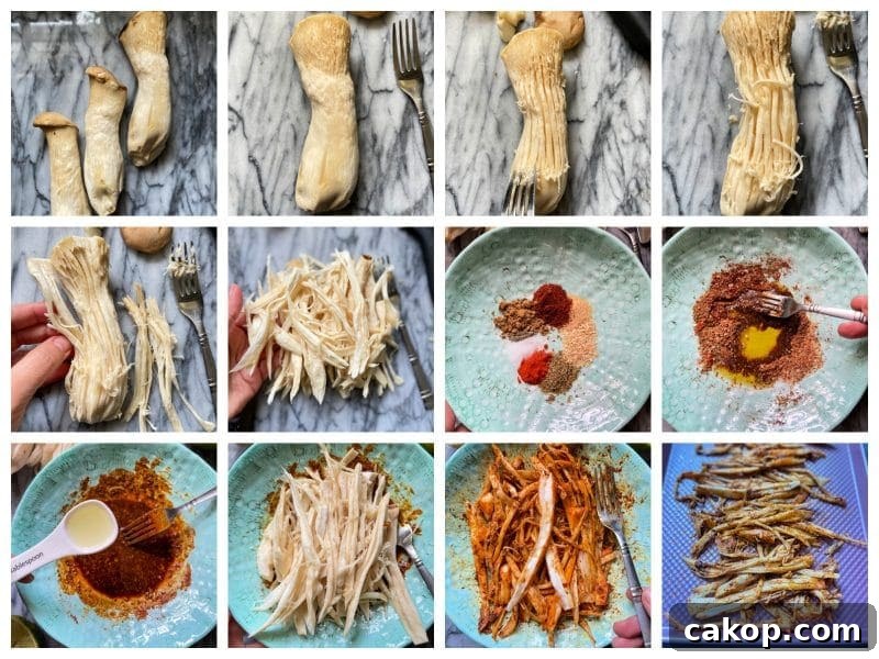 instructions how to make Air Fryer Mushroom and Cheese Taquitos