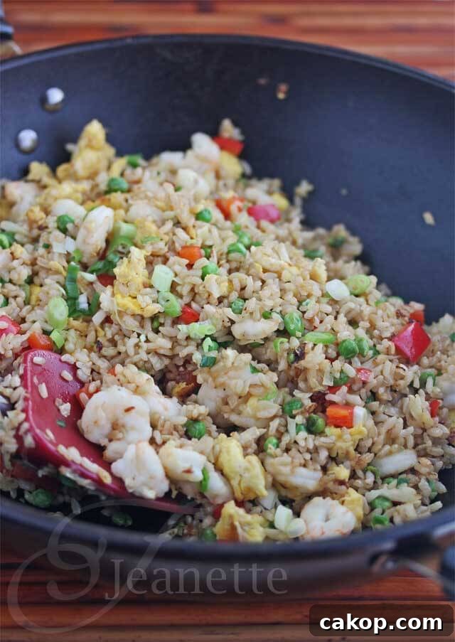 Authentic Chinese Shrimp Fried Rice Recipe — Quick Weeknight Meal 2 Shrimp Fried Brown Rice © Jeanette's Healthy Living