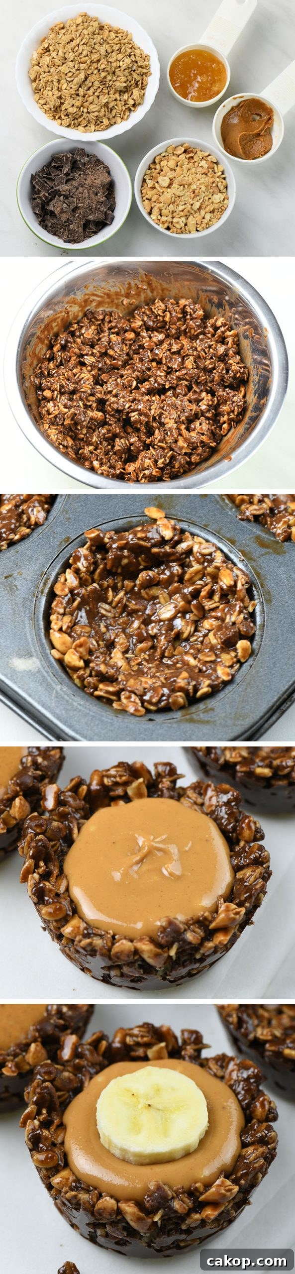Chocolate Granola Cups with Peanut Butter Filling — No-Bake Treats 4 Chocolate Granola Cups with Peanut Butter Filling step by step instruction.