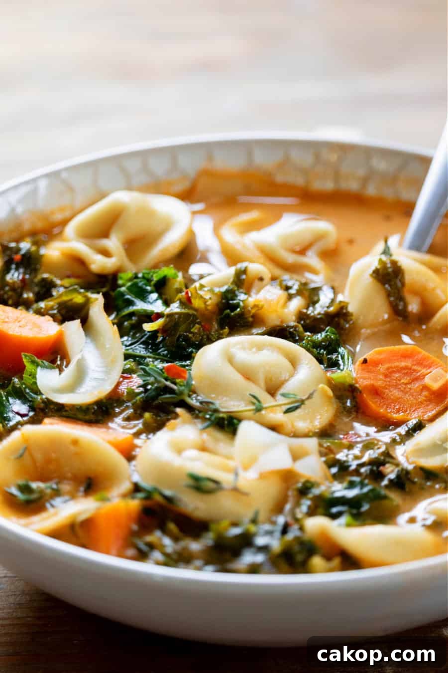 Creamy soup in bowl