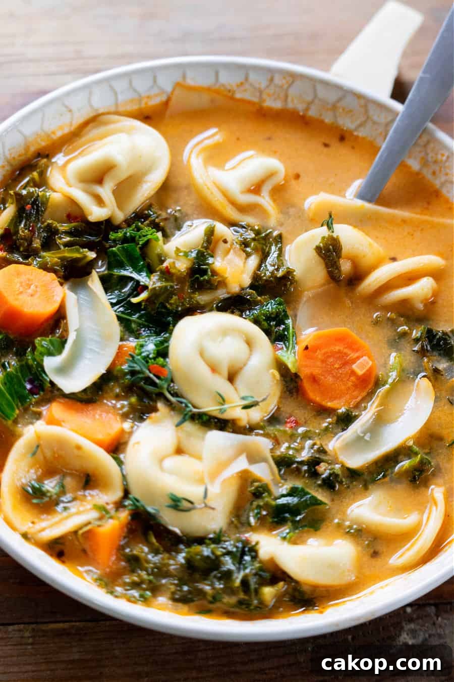 Tortellini and greens