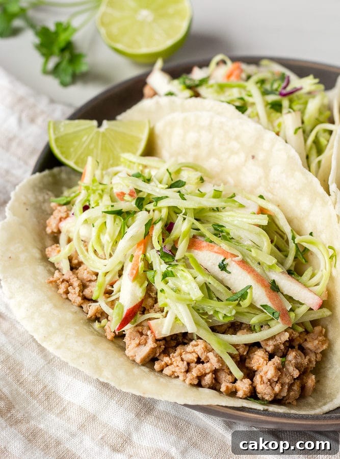 What to Serve with Coleslaw: 25+ Delicious Meal Ideas 8 paleo ground pork tacos with lime on a plate