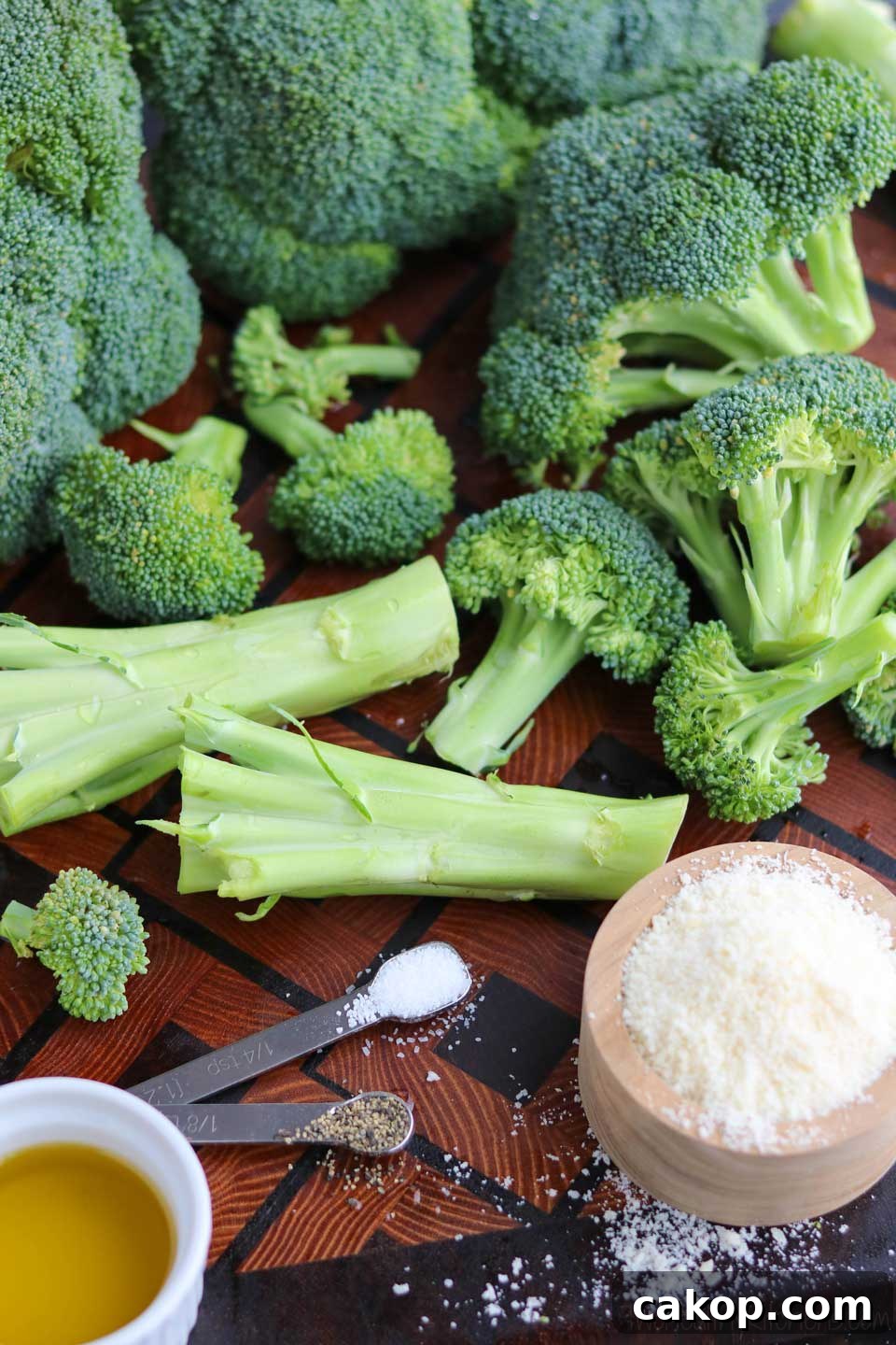 Besides leftover broccoli stalks, all you need for this easy side dish recipe is some parmesan cheese, plus a bit of olive oil, salt and pepper. So simple!