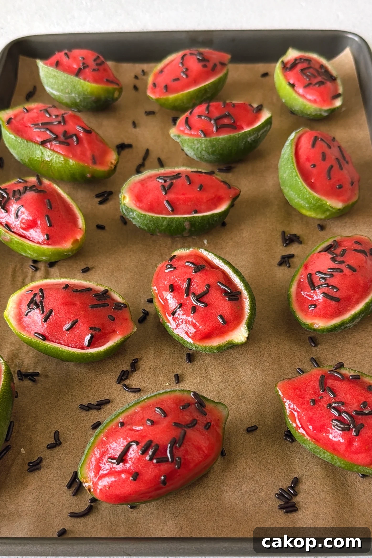 Watermelon Lime Sorbet Recipe: Refreshing Homemade Frozen Dessert 6 Watermelon lime sorbet served in lime skin.