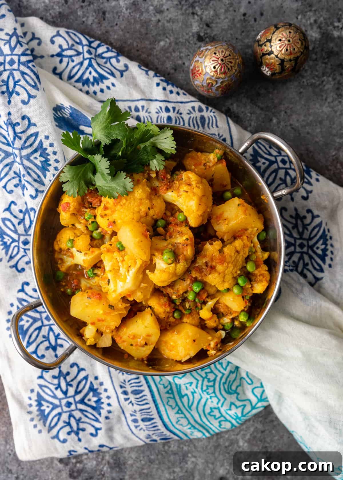 overhead view of Aloo Gobi Matar