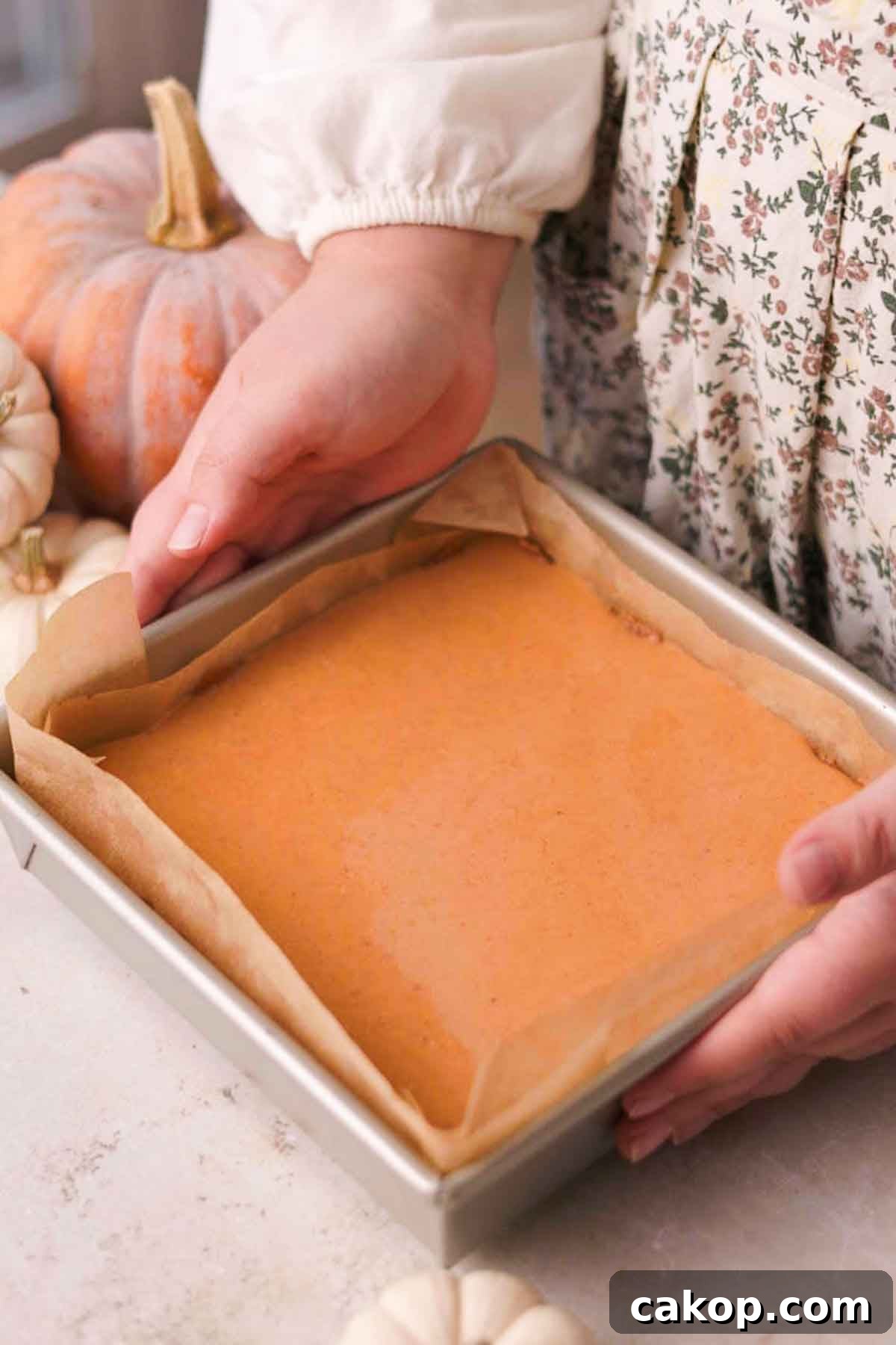 Creamy Pumpkin Pie Bars with Gingersnap Crust 12 pumpkin pie bars prior to baking