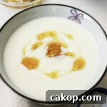 Ginger milk pudding in a bowl with ginger milk pudding.
