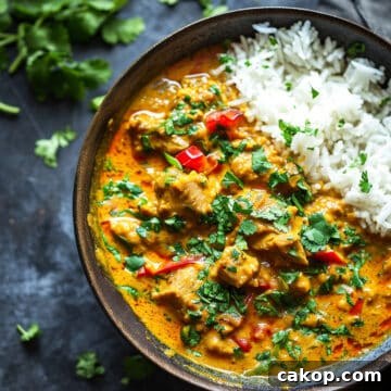 Easy pork curry in coconut sauce with rice.