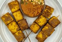Vegan Tofu Satay Skewers with Creamy Peanut Sauce