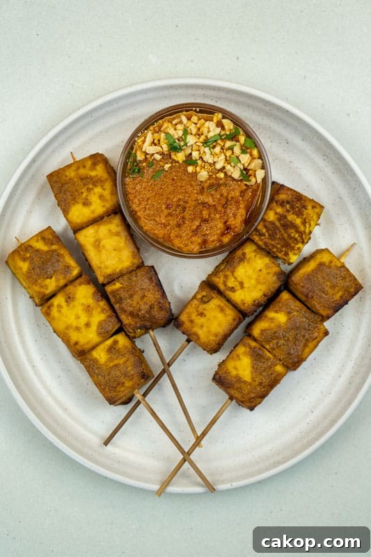 Vegan Tofu Satay Skewers with Creamy Peanut Sauce 2 Tofu Skewers with Peanut Sauce