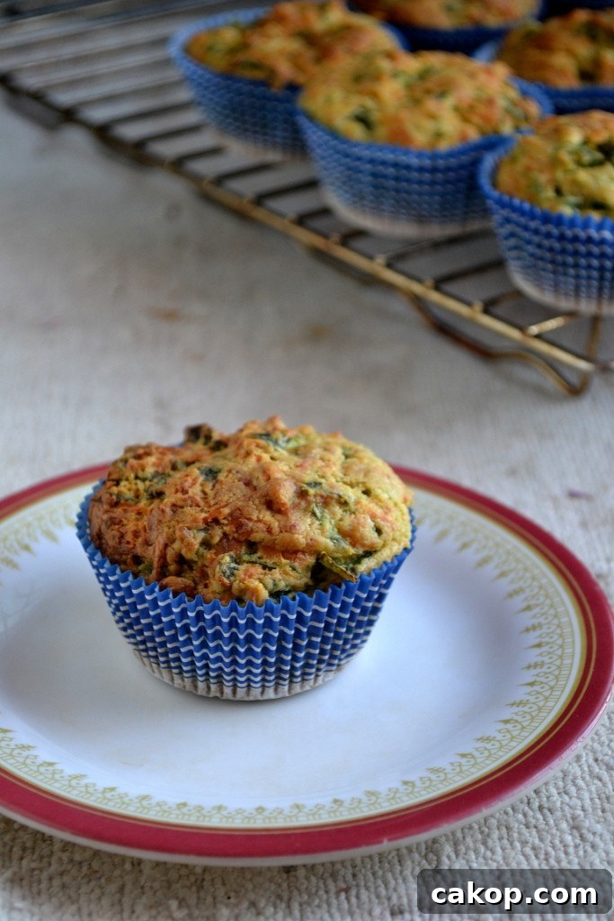 Spinach and Cheddar Egg-Free Muffins Recipe 13 Stacked muffins