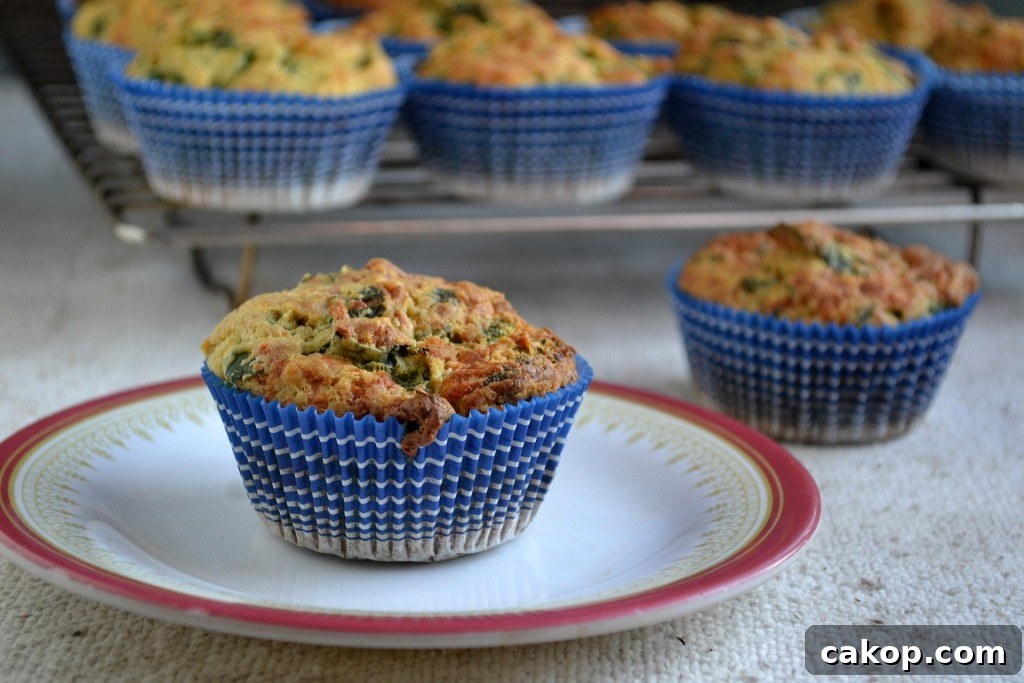 Spinach and Cheddar Egg-Free Muffins Recipe 3 Muffin closeup