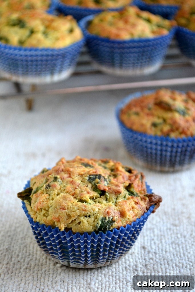 Spinach and Cheddar Egg-Free Muffins Recipe 4 Muffins plated