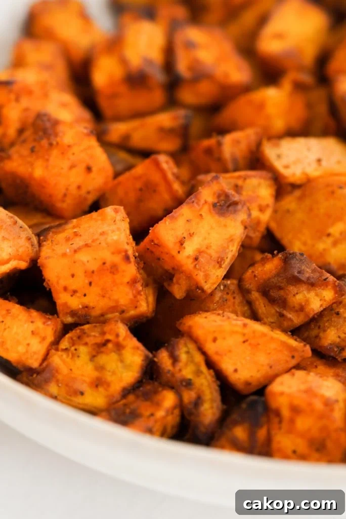 air fry sweet potato cubes