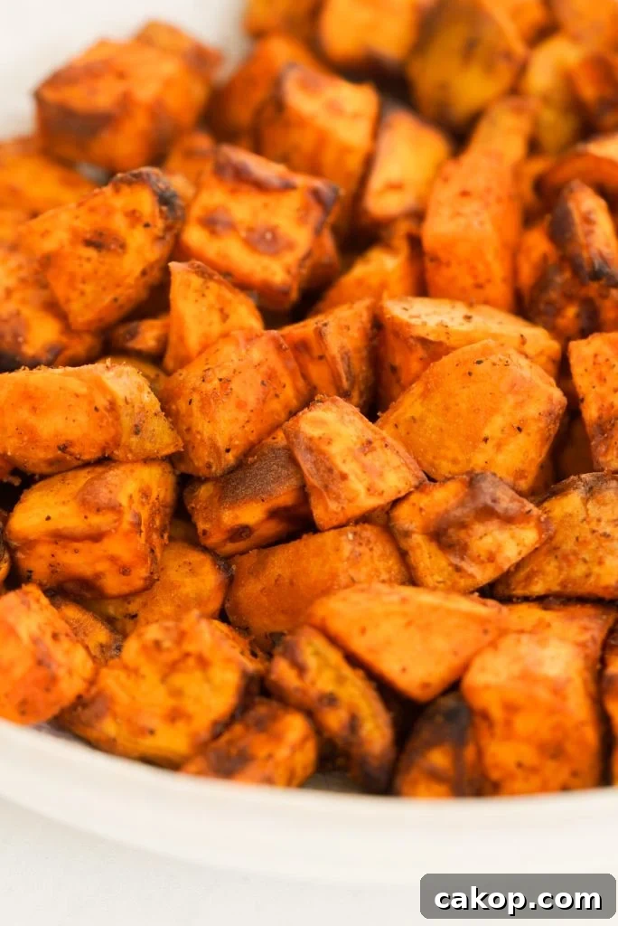 sweet potato chunks made in the air fryer
