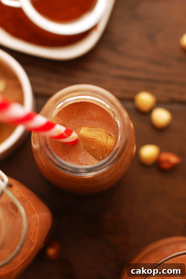 Hazelnut Chocolate Milk with Creamy Ice Cubes