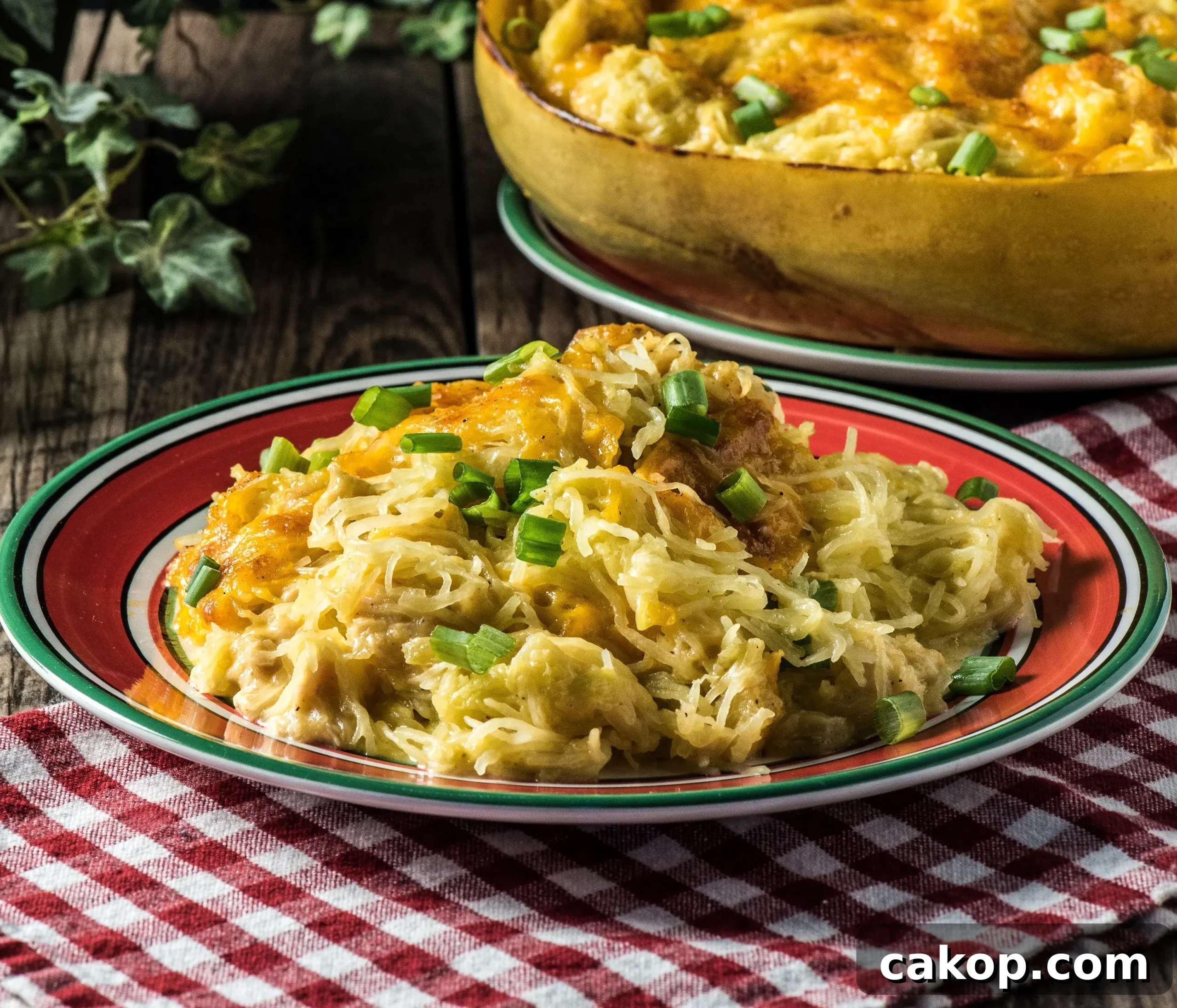 Cheesy spaghetti squash with chicken