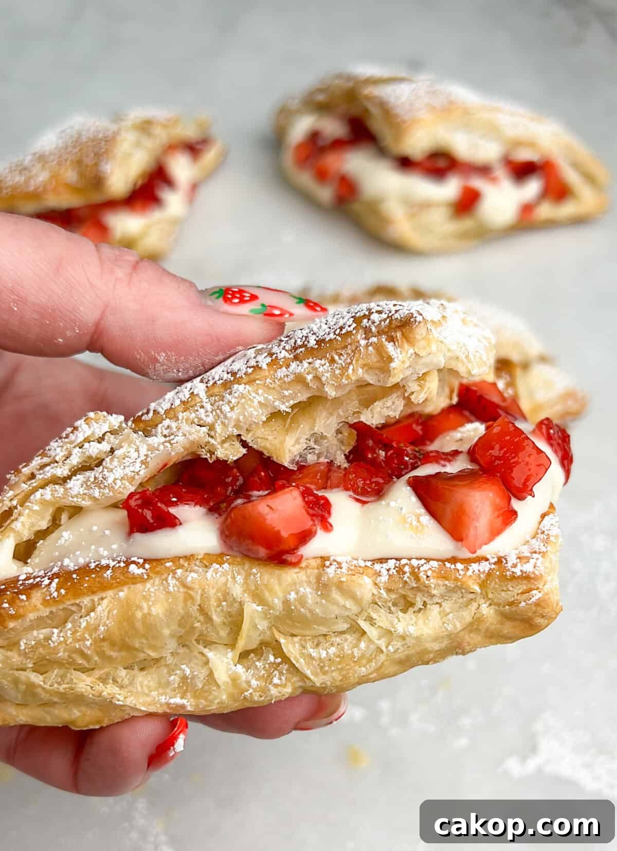 Strawberry Cheesecake Turnover Recipe — Flaky Pastry with Creamy Filling 12 strawberry cheesecake turnovers