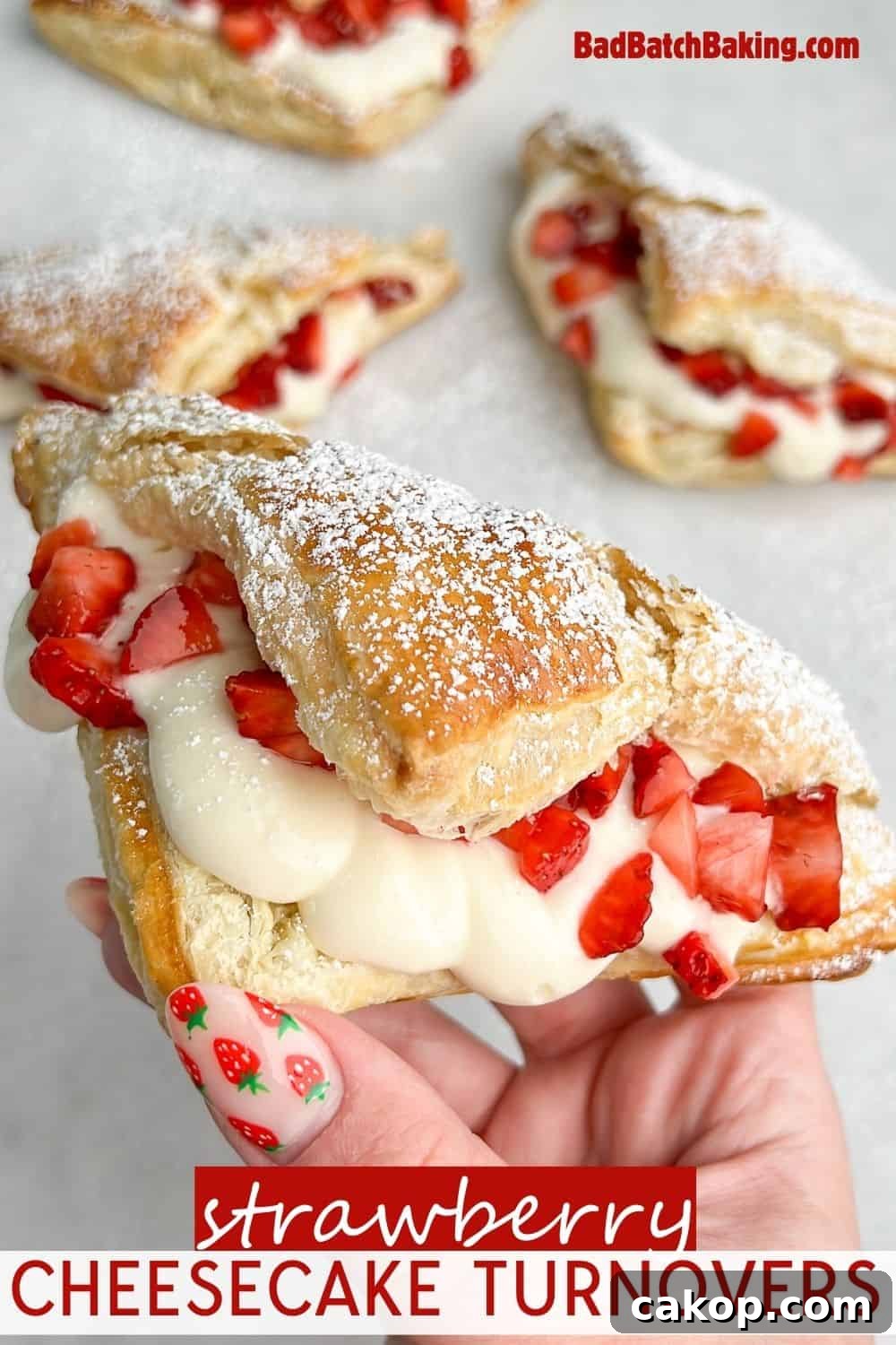 Strawberry Cheesecake Turnover Recipe — Flaky Pastry with Creamy Filling 14 strawberry cheesecake turnovers