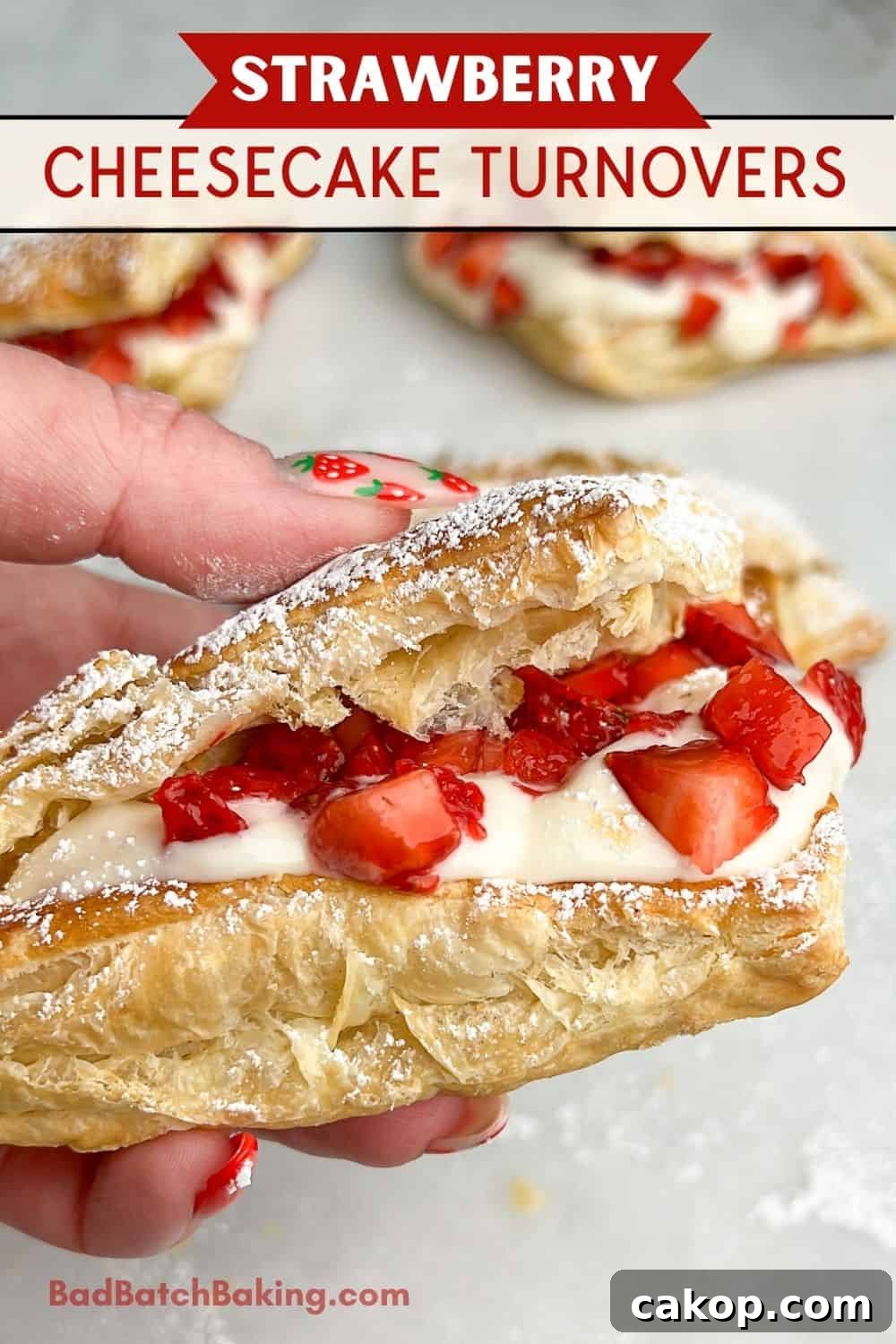 Strawberry Cheesecake Turnover Recipe — Flaky Pastry with Creamy Filling 15 strawberry cheesecake turnovers