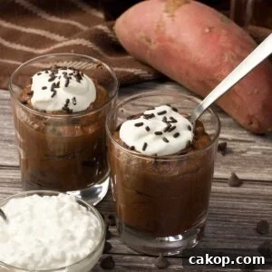 Creamy Sweet Potato Chocolate Pudding with Cottage Cheese 13 Glasses of sweet potato chocolate pudding with whipped cream and sprinkles on top.