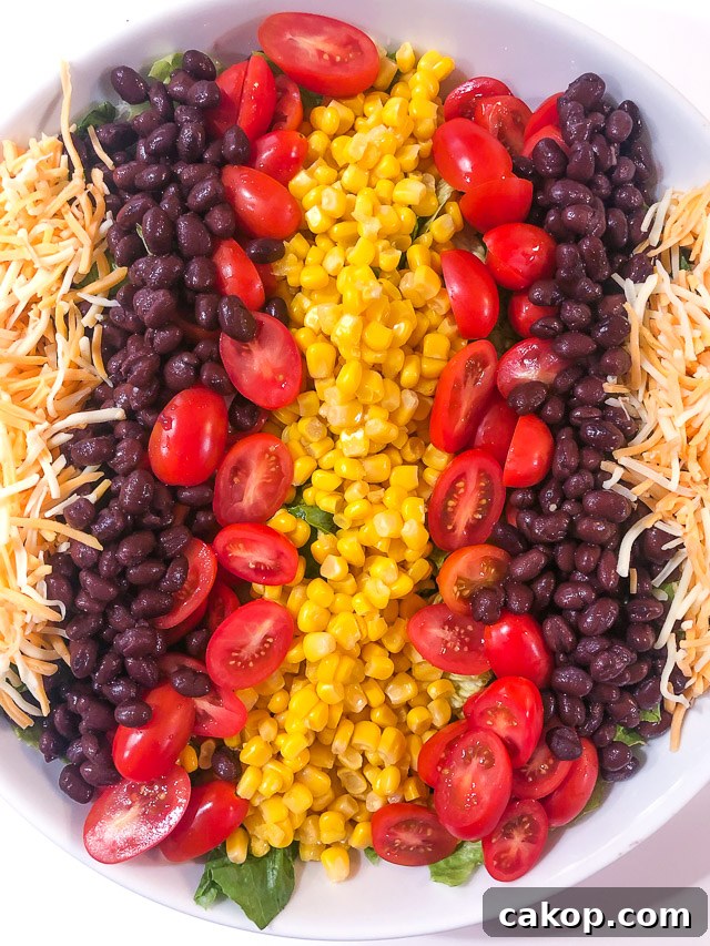Southwest-Style Vegetarian Salad with Black Beans and Avocado 5 southwestern salad in a white bowl