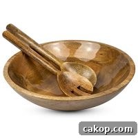 Wooden Salad Bowl Set with Servers