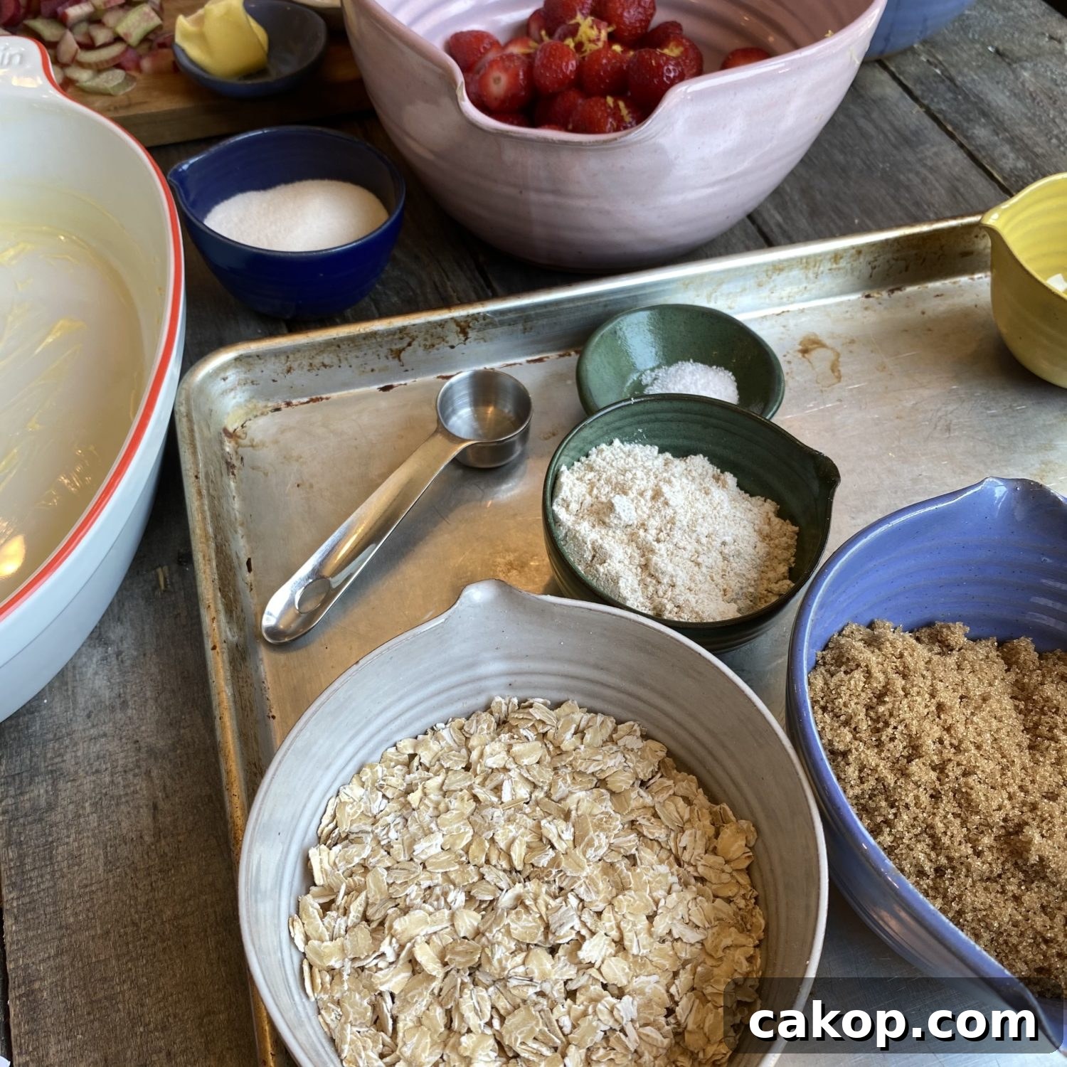 prep for strawberry crumble