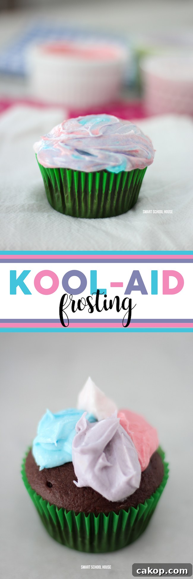 How to make sweet and creamy rainbow Kool Aid Frosting! This is BEST recipe for Kool Aid Frosting. Homemade with a Crisco frosting base. You can add any flavor of Kool Aid!