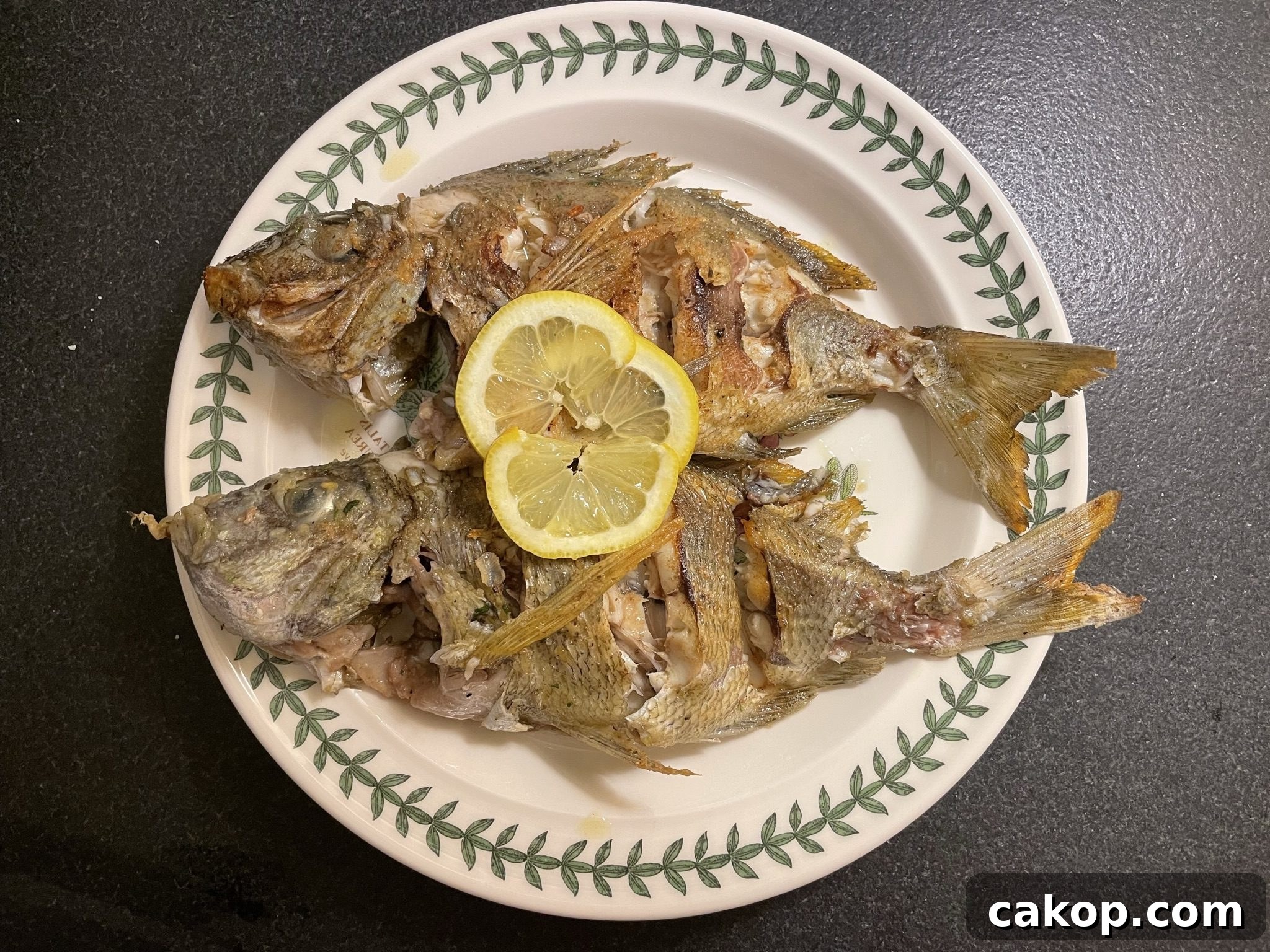 Porgies simply fried in olive oil and butter Porgies simply fried in olive oil and butter