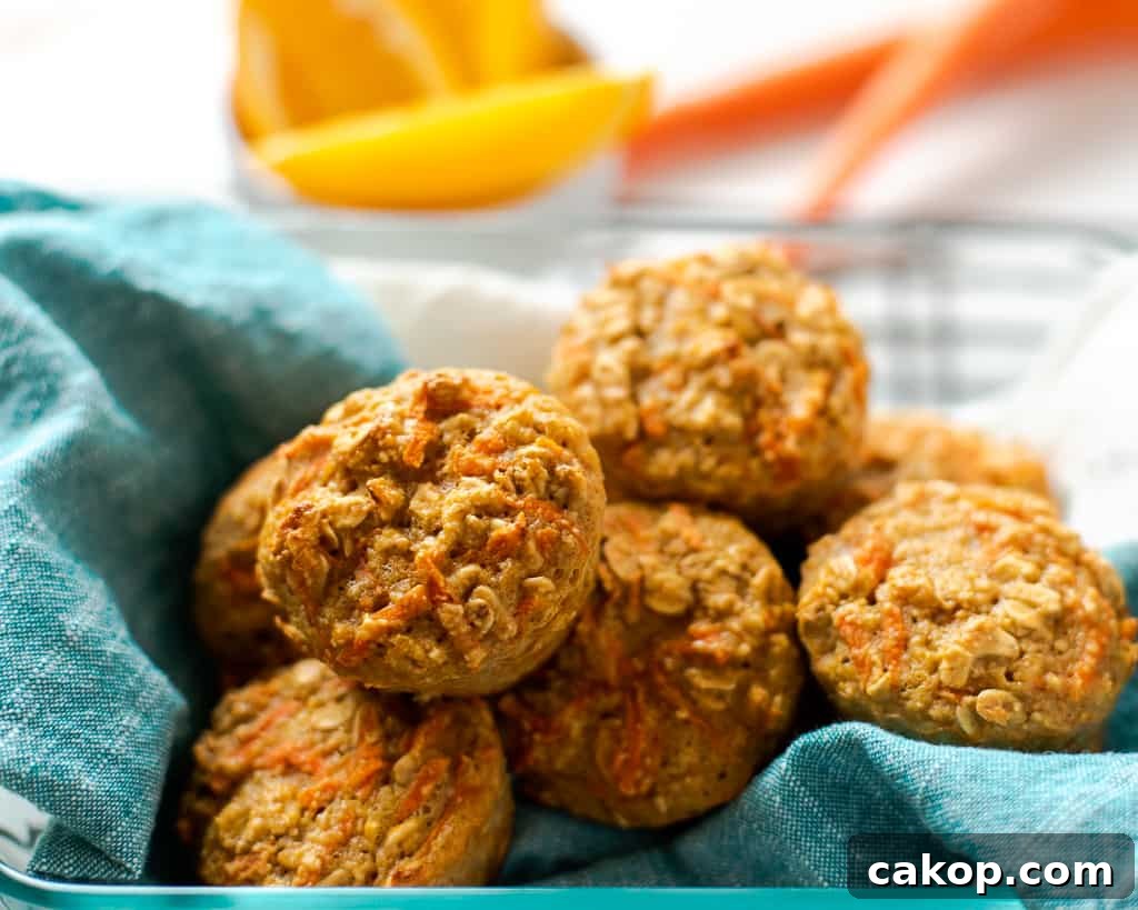 Healthy Orange Carrot Oatmeal Muffins