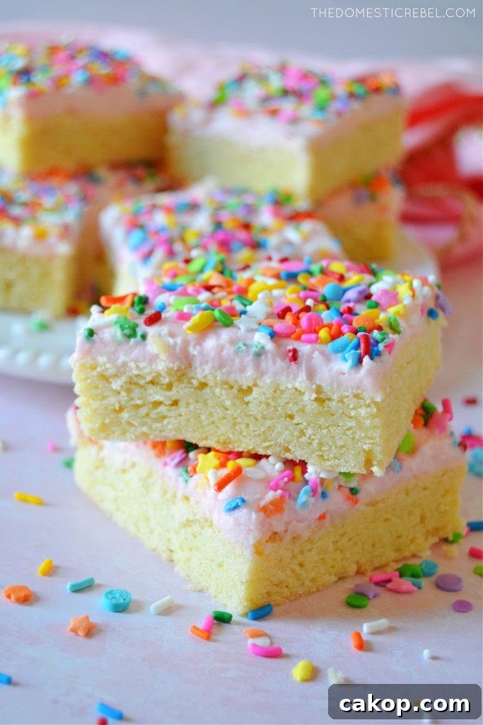 Two high stack of sugar cookie bars
