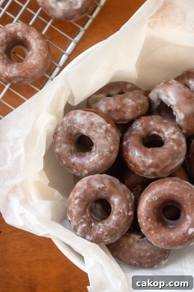 Mini chocolate glazed donuts