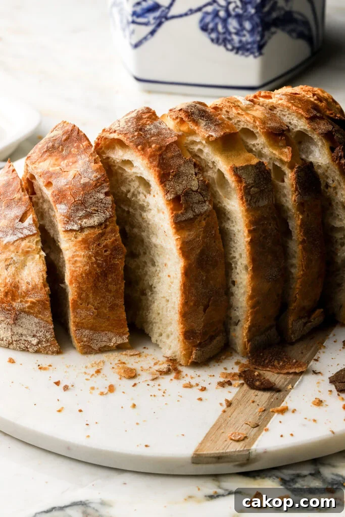 Italian bread sliced on the board