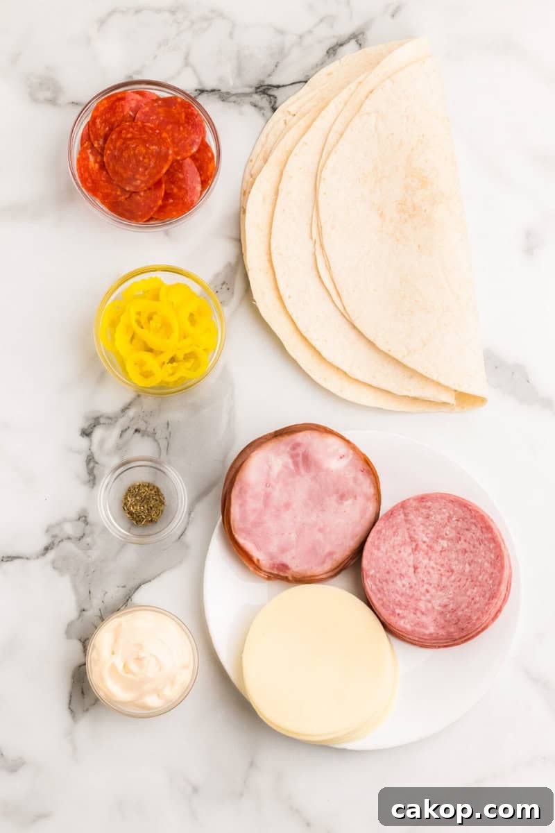 ingredients for the Italian Pinwheels.
